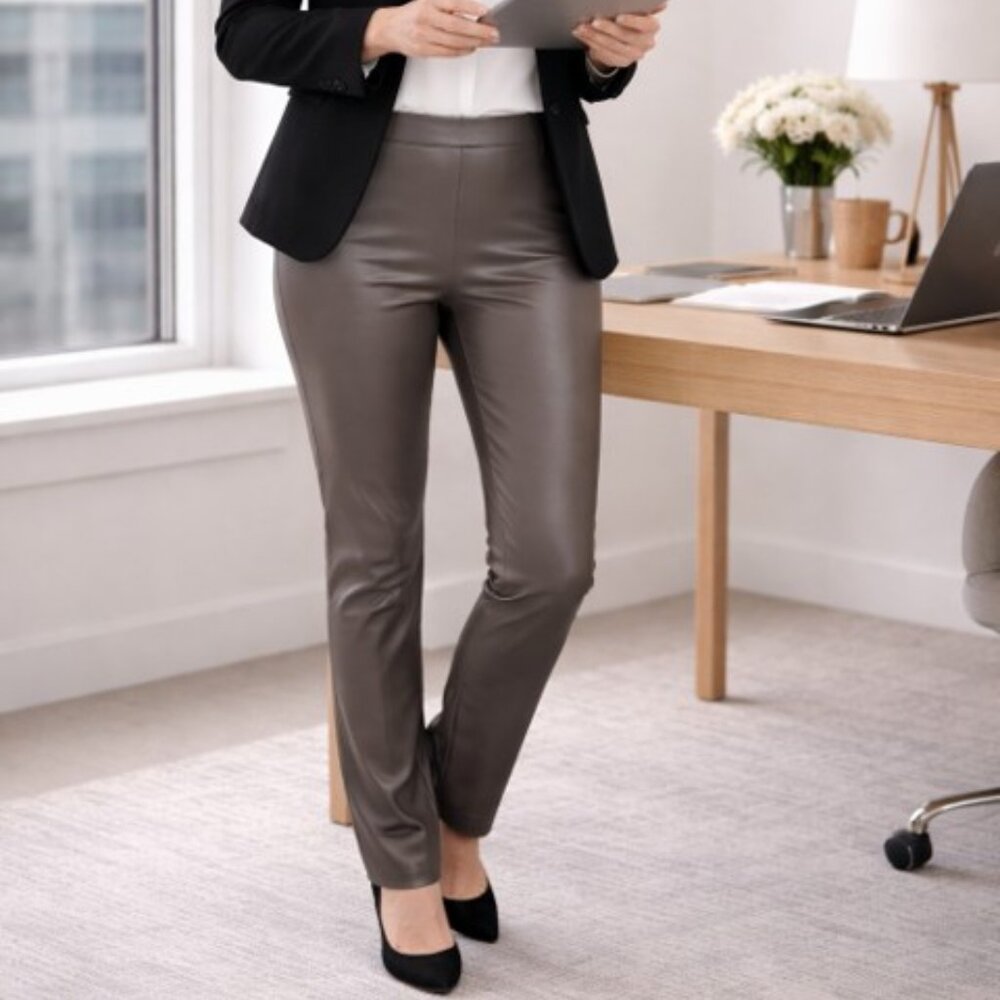 Tahari Sport Gray Faux Leather Look Leggings Pants Size 3X NWT